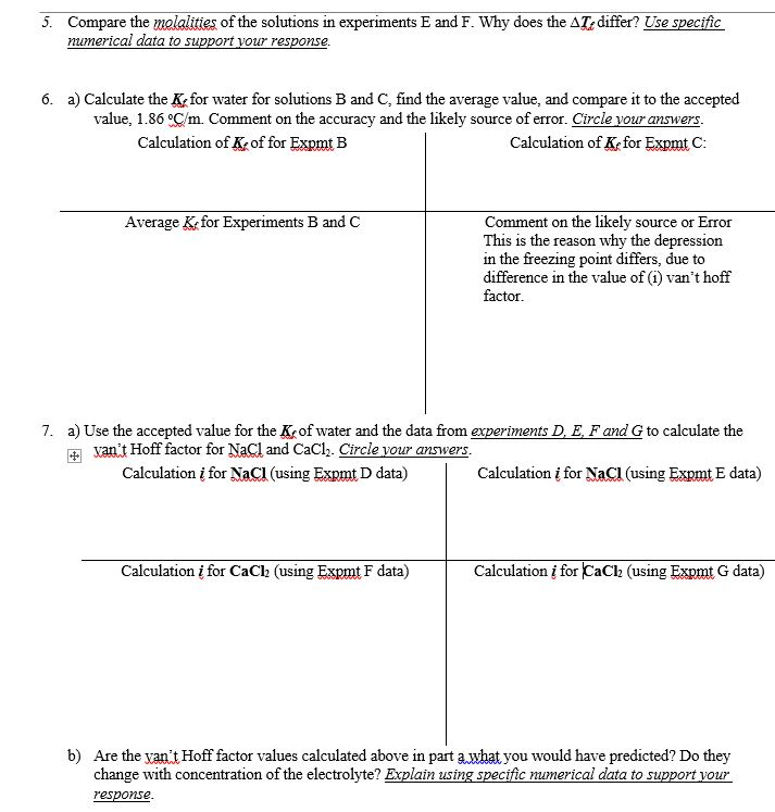 Moles Of Molality I From Solute Added Mol Kgexeb Chegg Com