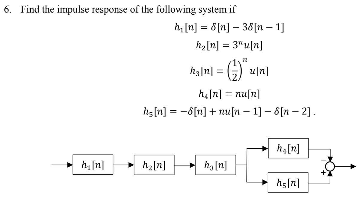 Solved 6. Find the impulse response of the following system | Chegg.com