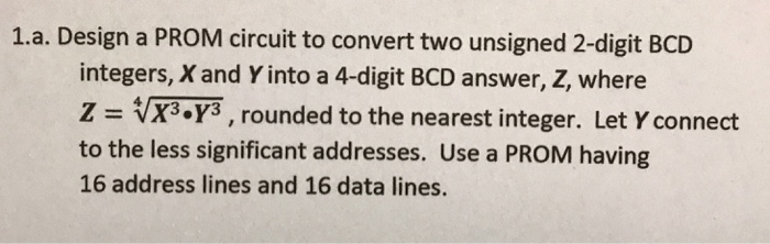 Solved Design a PROM circuit to convert two unsigned 2-digit | Chegg.com