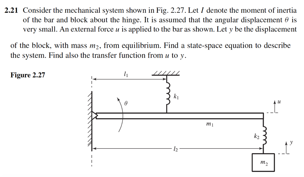 Solved 2.21 Consider the mechanical system shown in Fig. | Chegg.com