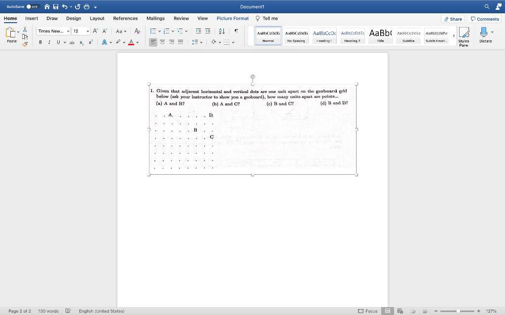 Solved AutoSave OFF OFF A SU Document1 Home Insert Draw | Chegg.com