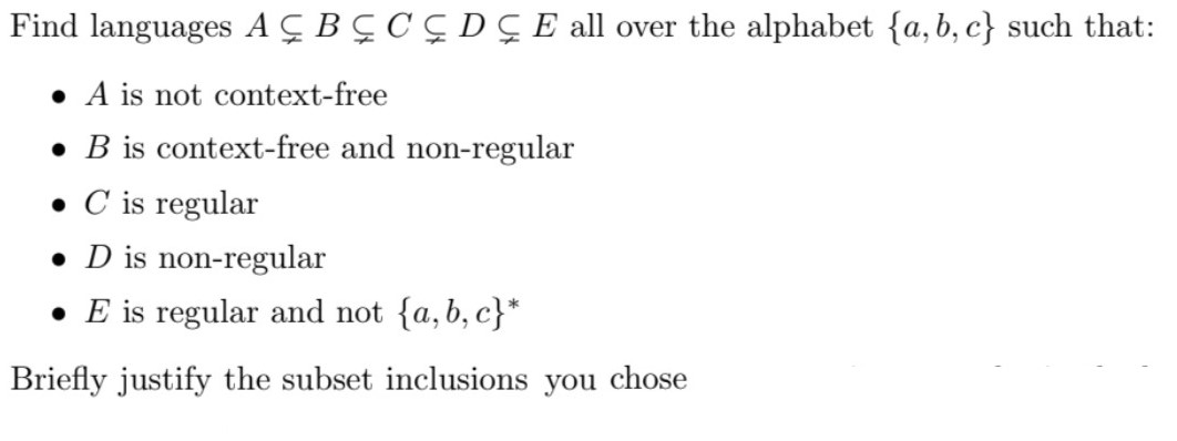 Solved Find Languages A C B C C C D C E All Over The Alph Chegg Com