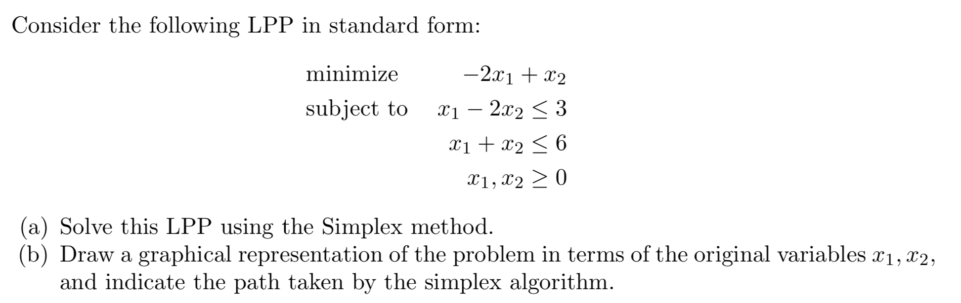 Solved Consider the following LPP in standard form minimize