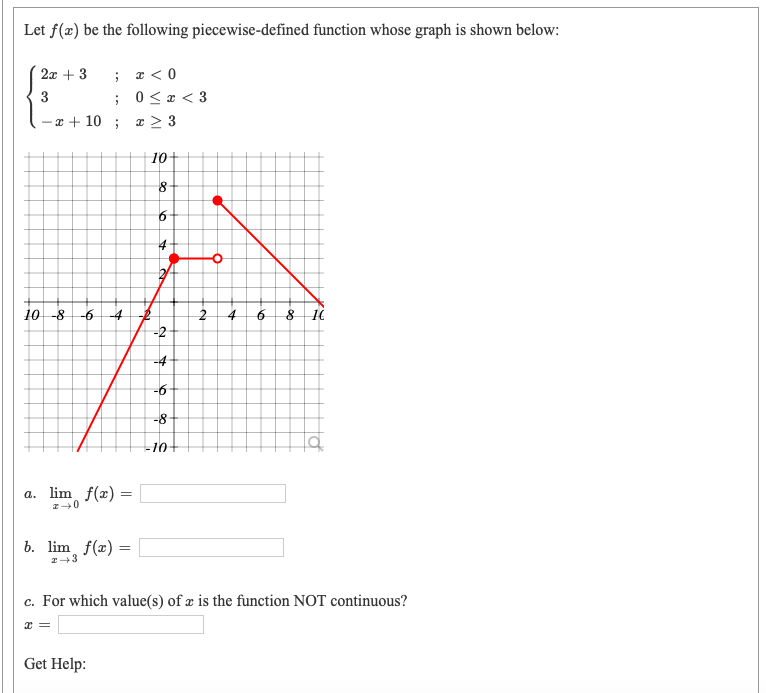 Solved Let f(x) be the following piecewise-defined function | Chegg.com