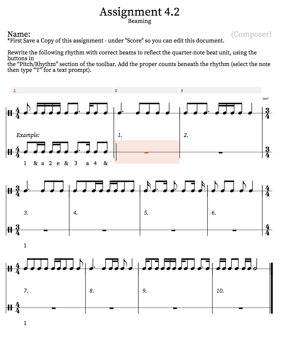 Assignment 4.2 Beaming Name: (Composer) *First Save a | Chegg.com