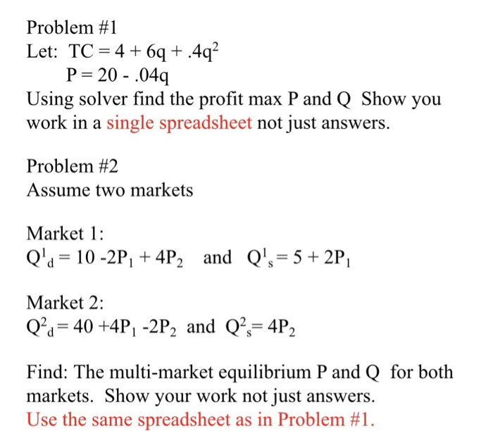 Solved Solve these two problems by using solver in excel to | Chegg.com