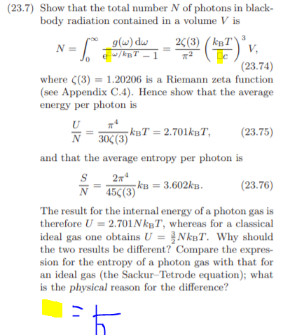 Solved 23 7 Show That The Total Number N Of Photons In Chegg Com