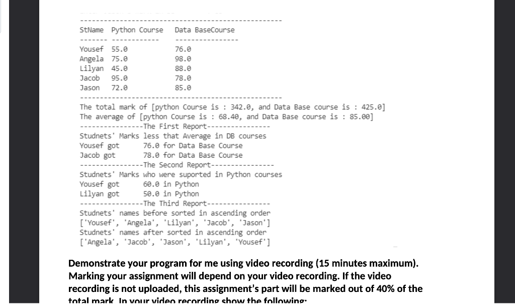 Solved Program 3 - Students' Marks . . . Design and write a | Chegg.com