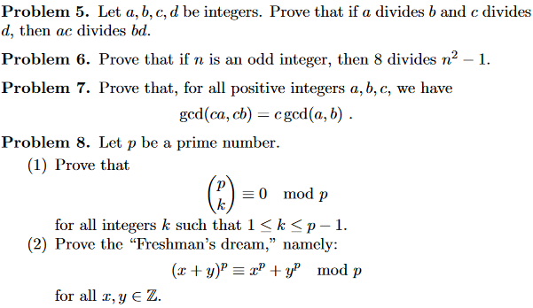 Solved Problem 5. Let A, B, C, D Be Integers. Prove That If | Chegg.com