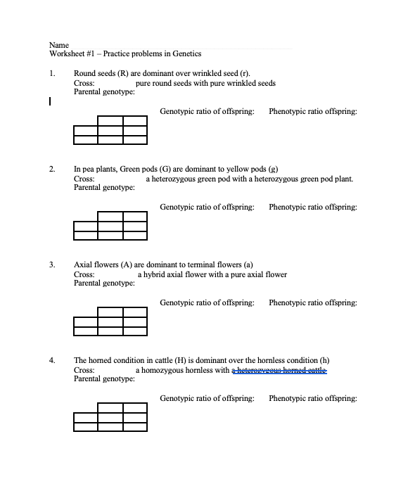 Solved Name Worksheet #1 - Practice problems in Genetics 1. | Chegg.com