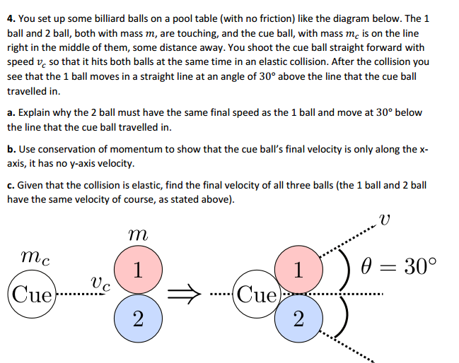 Solved 4. You set up some billiard balls on a pool table