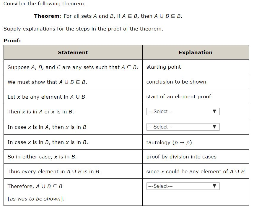 Solved Consider The Following Theorem. Theorem: For All Sets | Chegg.com