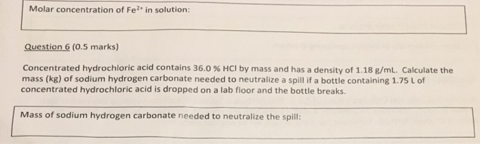 Solved concentrated hydrochloric acid contains 36.0% HCl by | Chegg.com