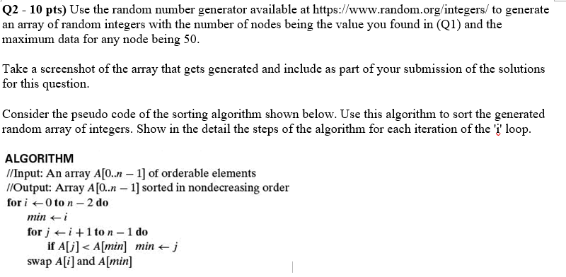 Q2 pts) Use the number generator | Chegg.com