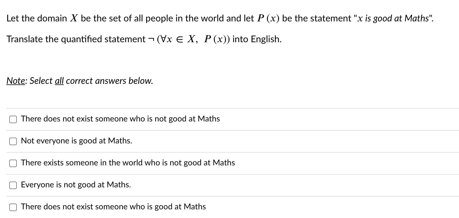 Solved Let The Domain X Be The Set Of All People In The | Chegg.com