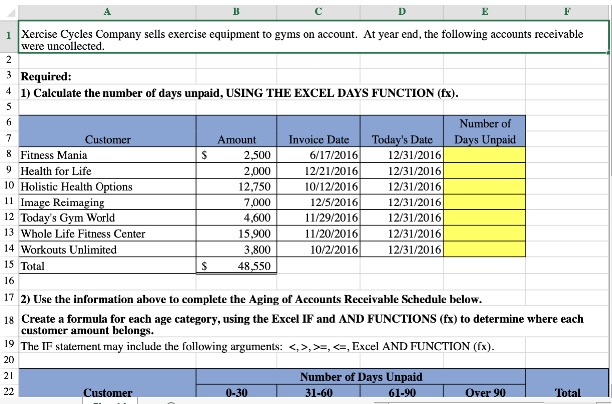 Solved A B C DE 1 Xercise Cycles Company Sells Exercise Chegg