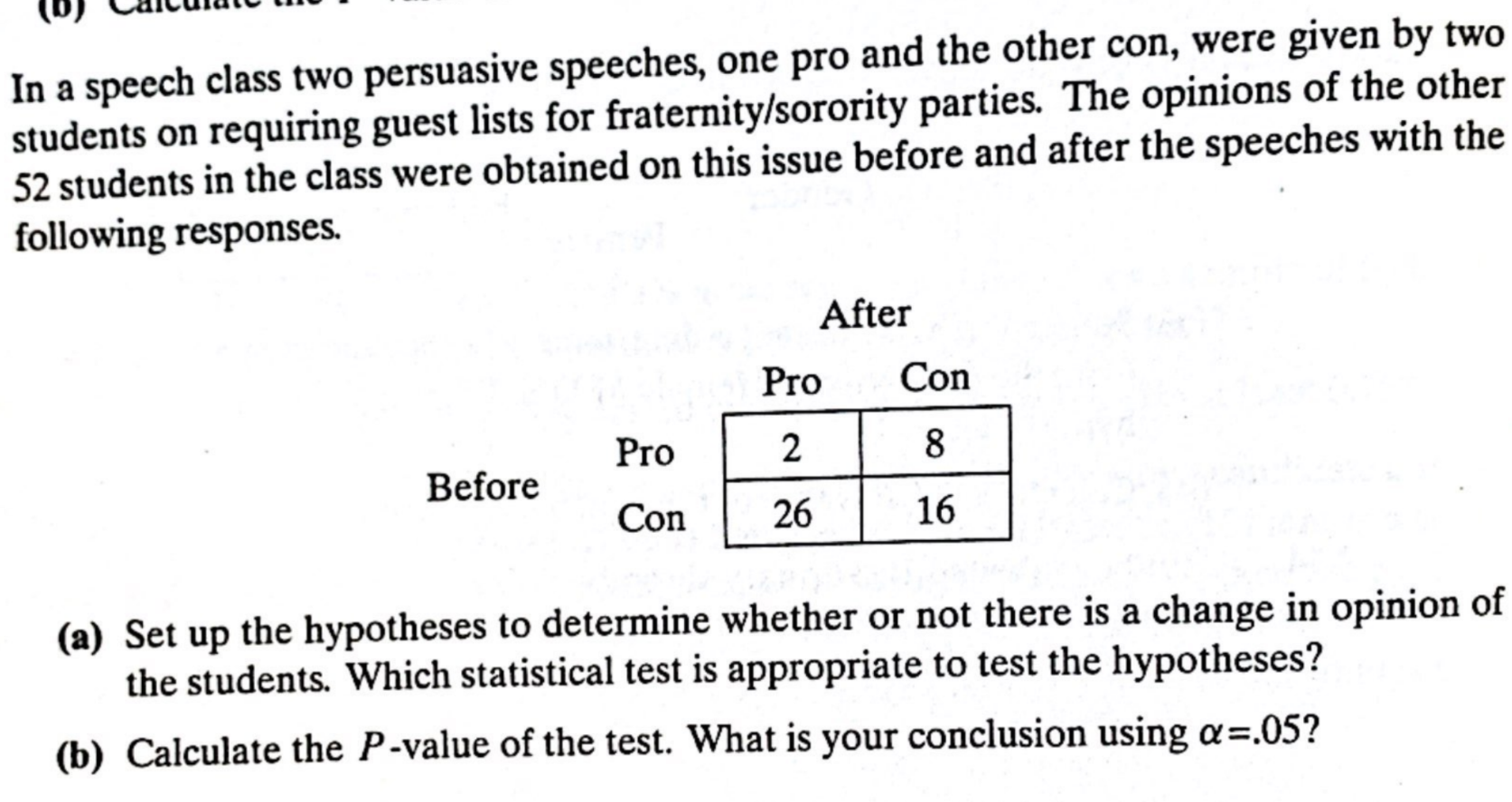 Solved In a speech class two persuasive speeches, one pro | Chegg.com