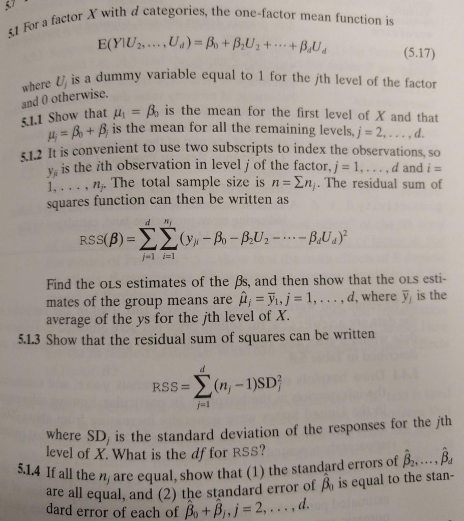 51 For A Factor X With D Categories The One Facto Chegg Com