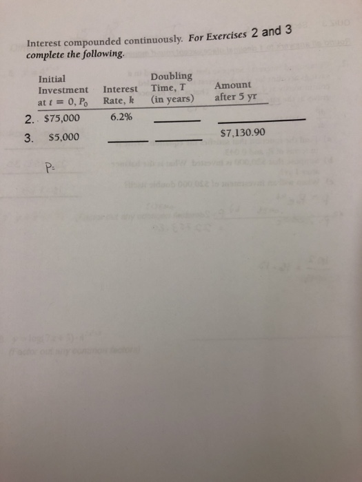 Solved Interest compounded continuously. For Exercises 2 and | Chegg.com