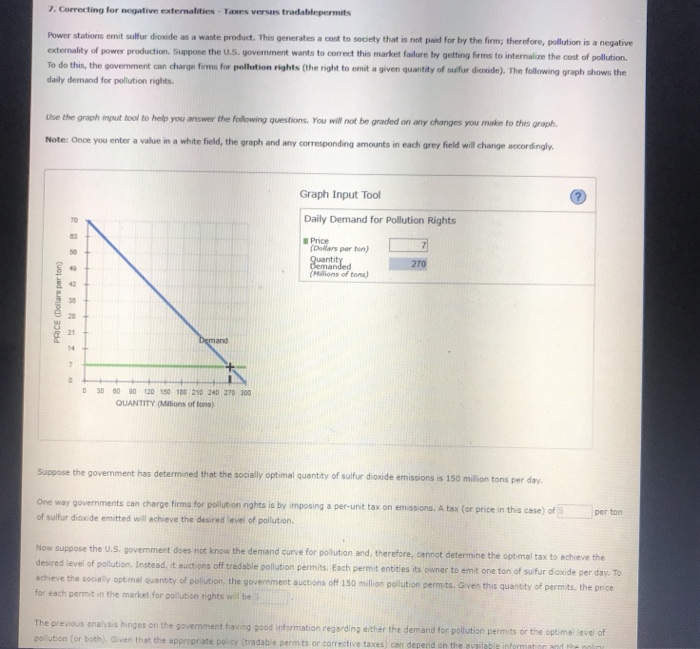 Solved 7. Correcting for negative externalities - Taxes | Chegg.com