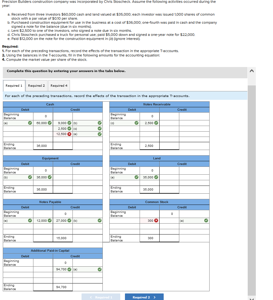Solved Precision Builders construction company was