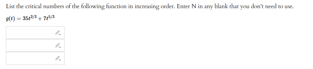 Solved List the critical numbers of the following function | Chegg.com