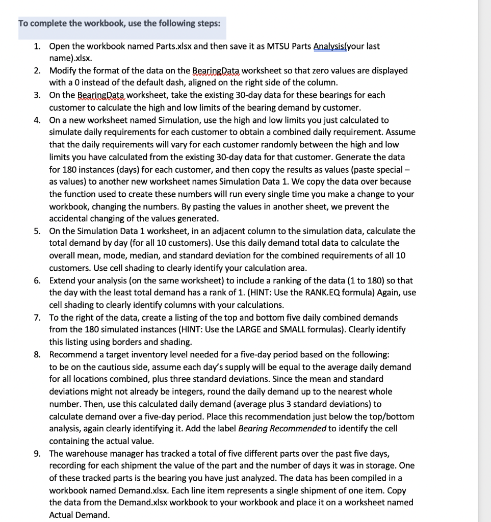 To complete the workbook, use the following steps: 1. | Chegg.com