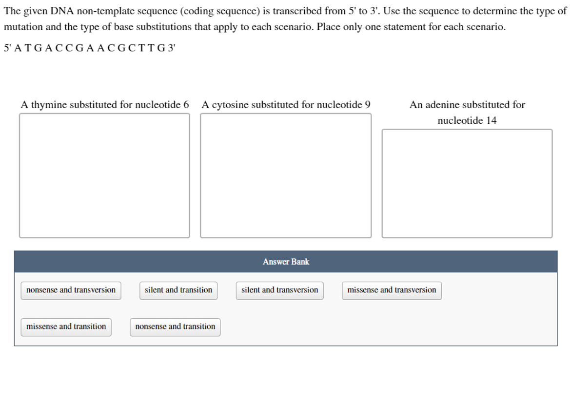 Solved The given DNA nontemplate sequence (coding sequence)