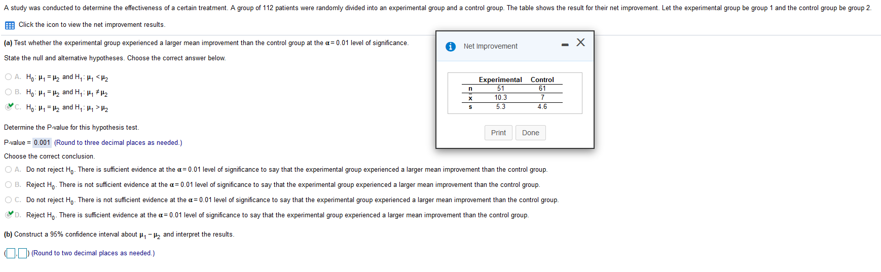 Solved A study was conducted to determine the effectiveness | Chegg.com