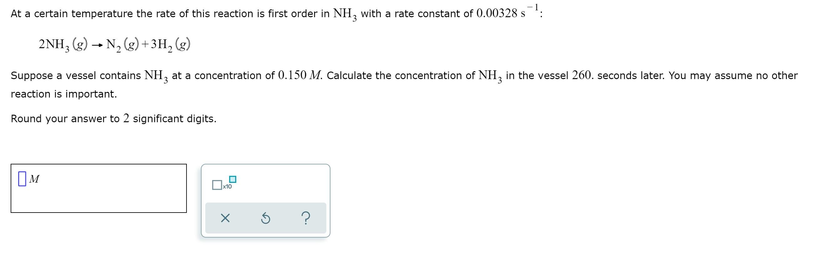 Solved -1 At a certain temperature the rate of this reaction | Chegg.com