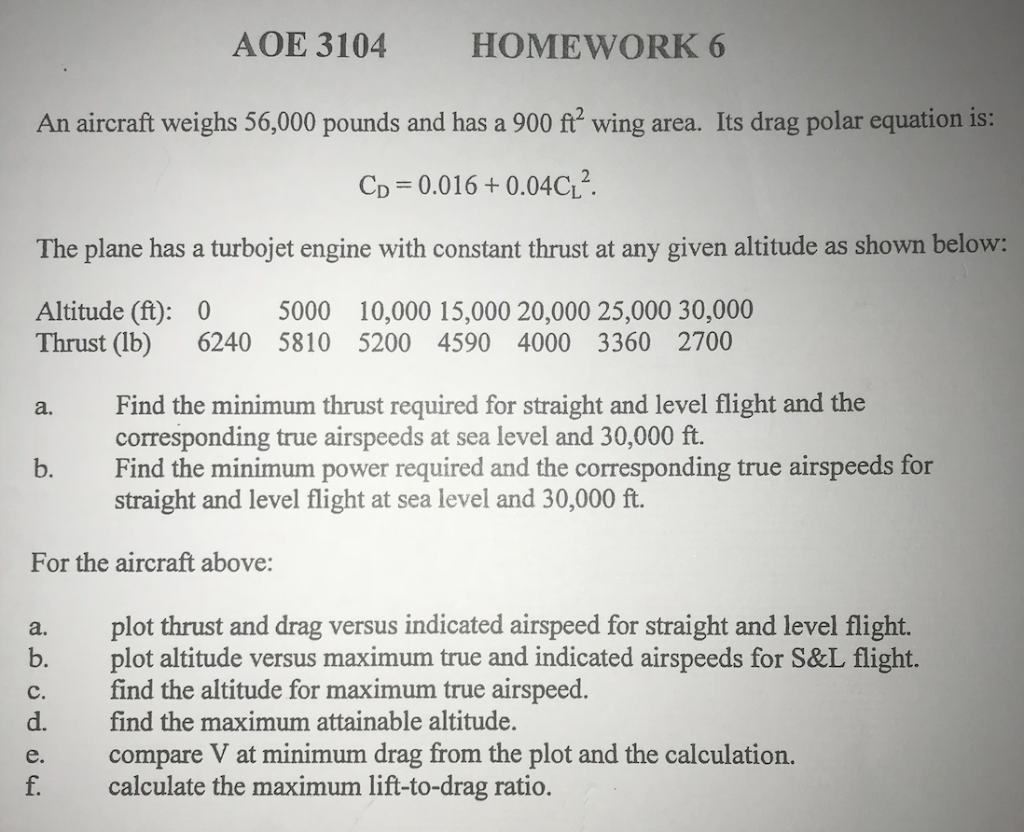 Solved AOE 3104 HOMEWORK 6 An Aircraft Weighs 56 000 Pounds Chegg Solved Aoe 3104 Homework 6 An Aircraft Weighs 56 000 Pounds Chegg