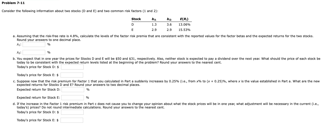 Solved Consider The Following Information About Two Stocks ( | Chegg.com