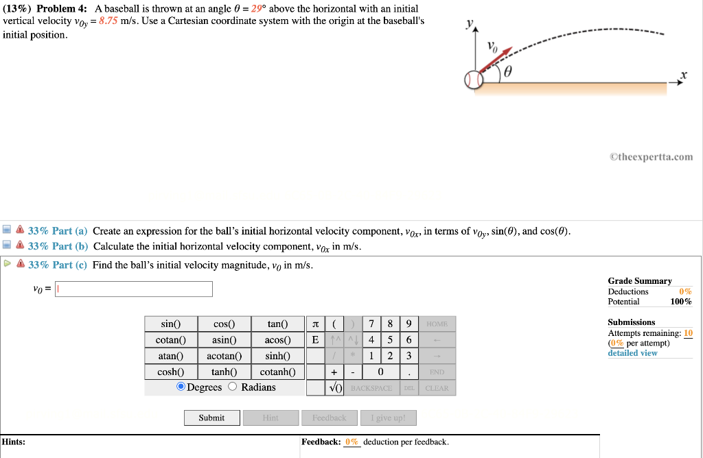 Solved A baseball is thrown at an angle θ = 29° above