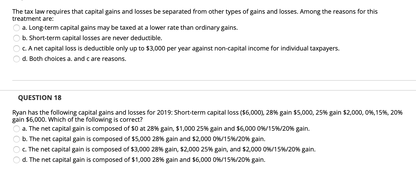 Solved The tax law requires that capital gains and losses be