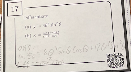 \( \begin{array}{l}y=4 \theta^{3} \sin ^{2} \theta \\ x=\frac{\sin t+\cos t}{\sin t-\cos t}\end{array} \)