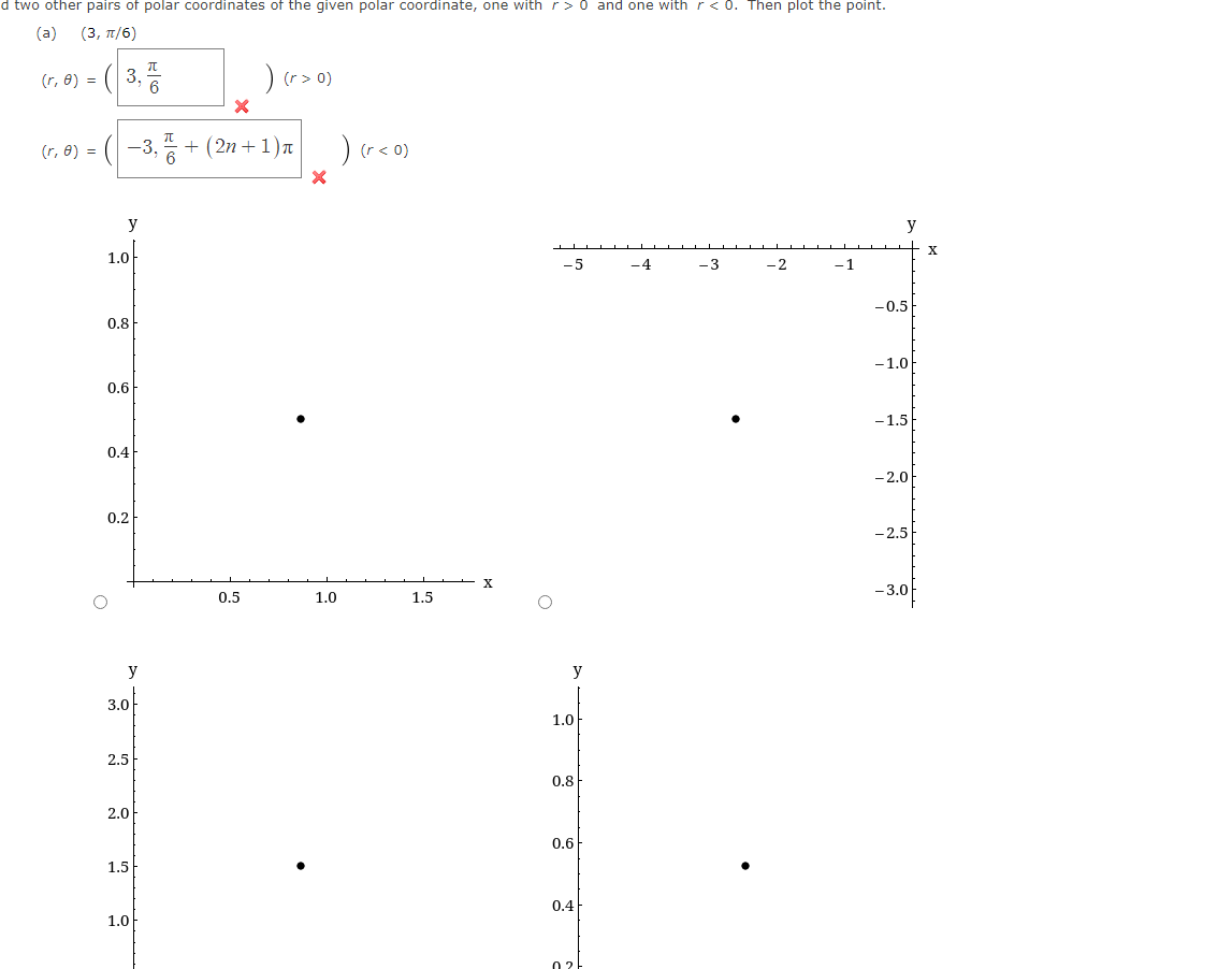 Solved (r,θ)=(−3,6π+(2n+1)πx)(r