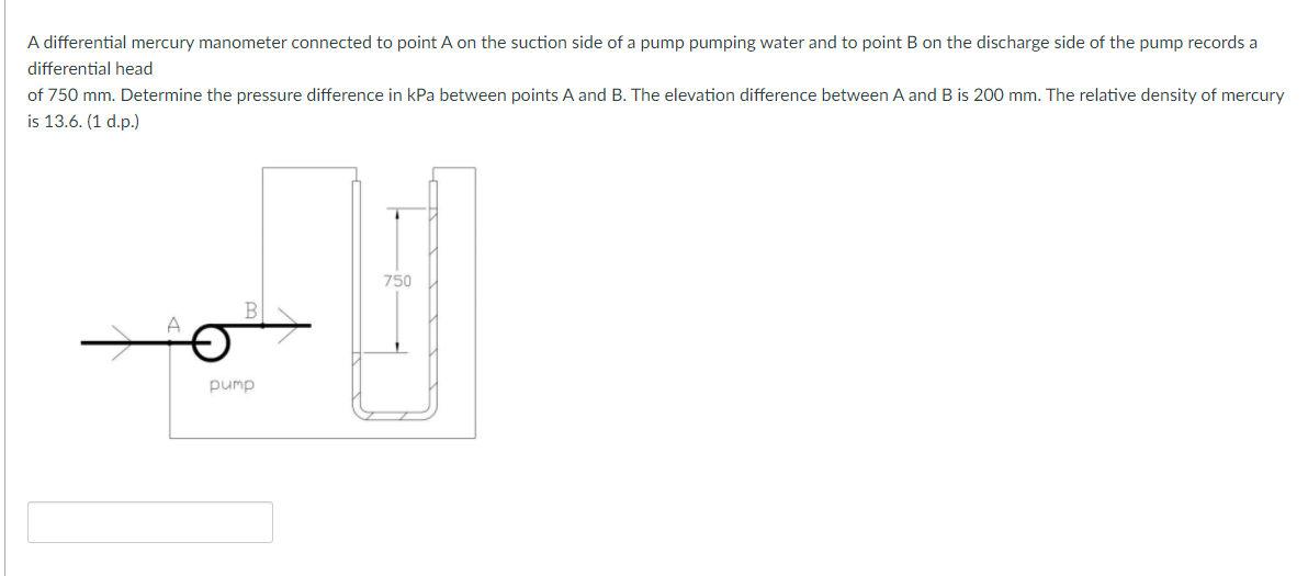 Solved A differential mercury manometer connected to point A
