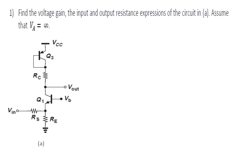 Solved 1) Find the voltage gain, the input and output | Chegg.com