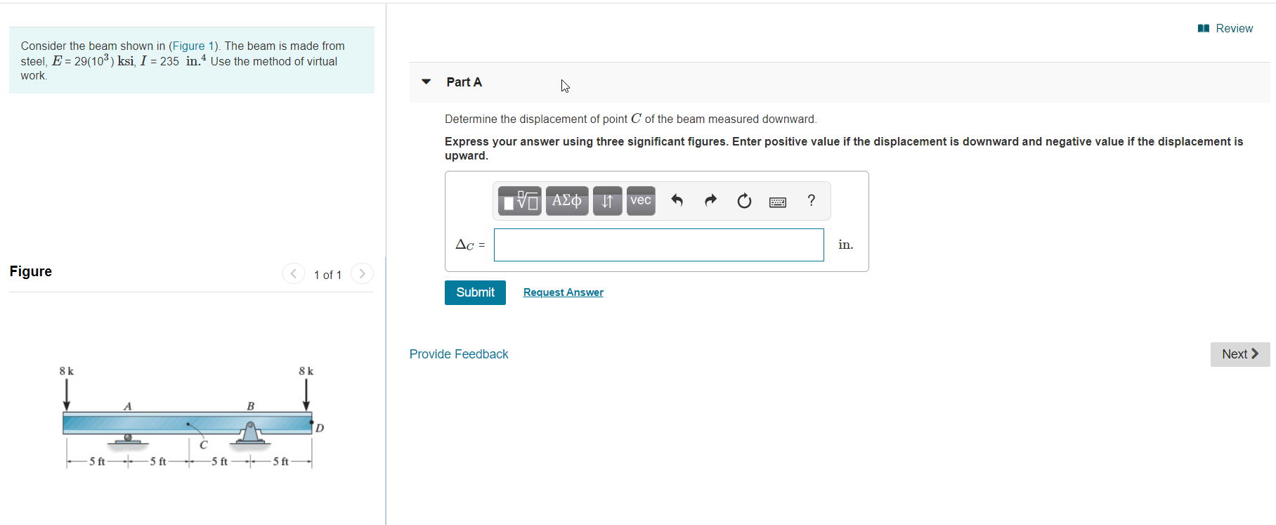 Solved Review Consider the beam shown in (Figure 1). The | Chegg.com