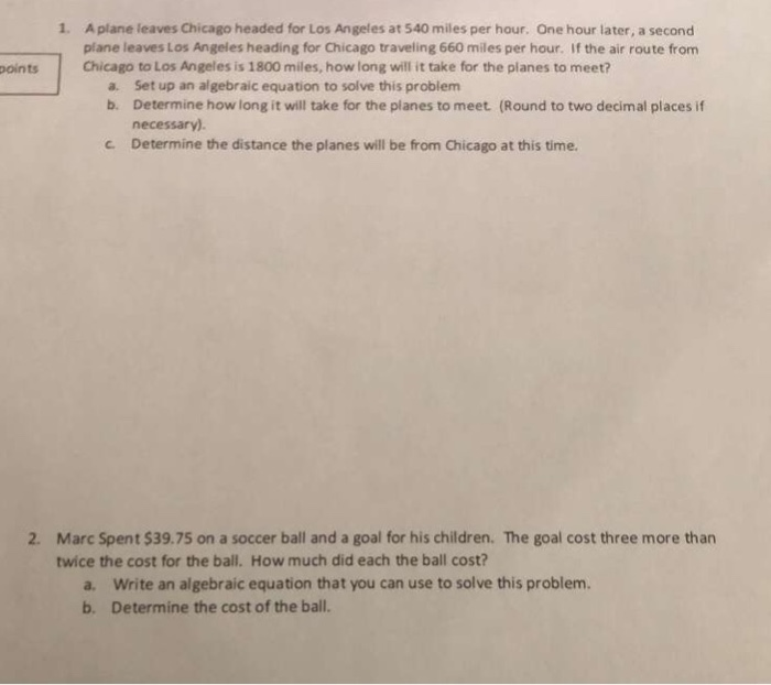 Solved 1. A plane leaves Chicago headed for Los Angeles at Chegg