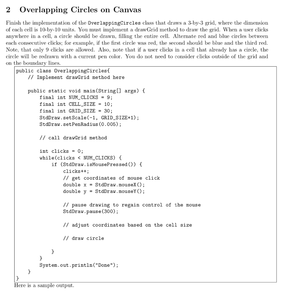 Solved Overlapping Circles on Canvas Finish the | Chegg.com