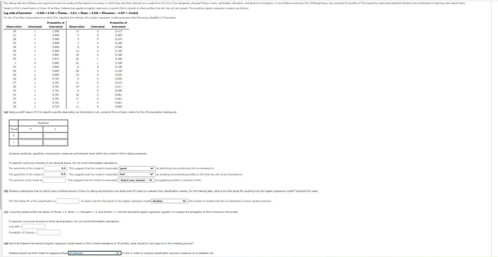 Solved Compute sensitivity, specificity, and precision