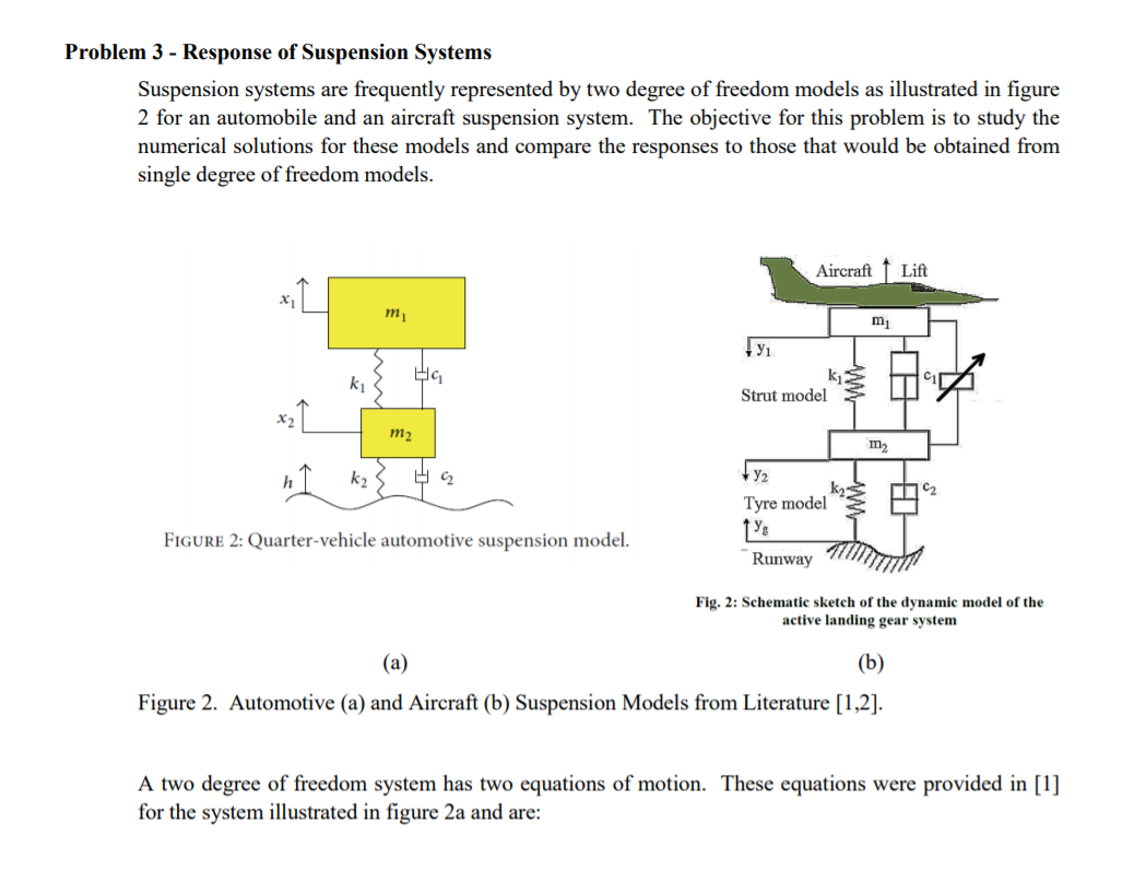 Problem 3 Response of Suspension Systems Suspension
