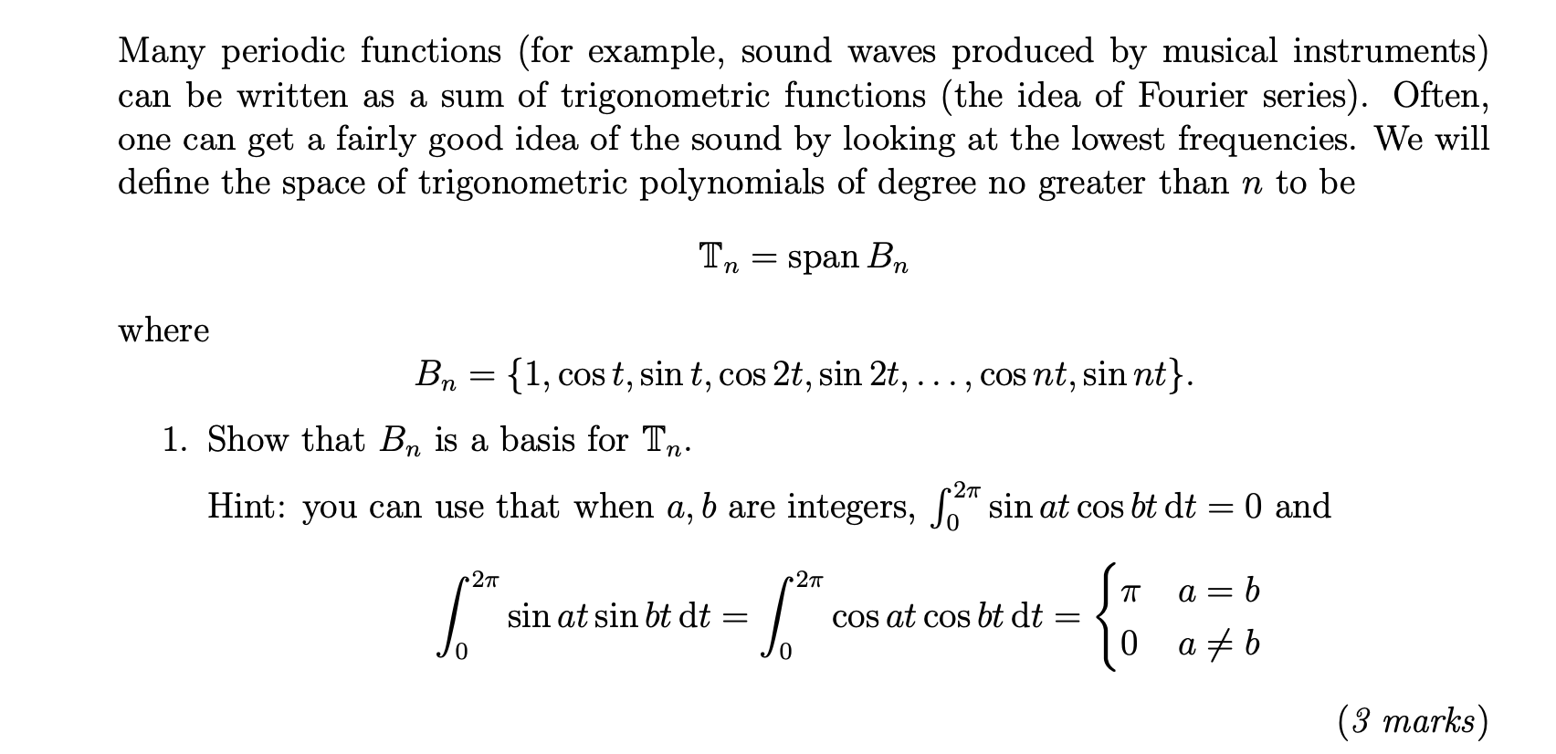 Many periodic functions (for example, sound waves | Chegg.com