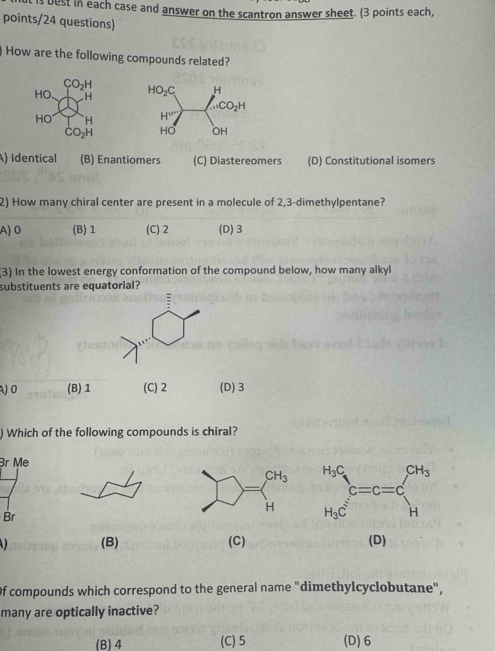 best in each case and answer on the scantron answer | Chegg.com
