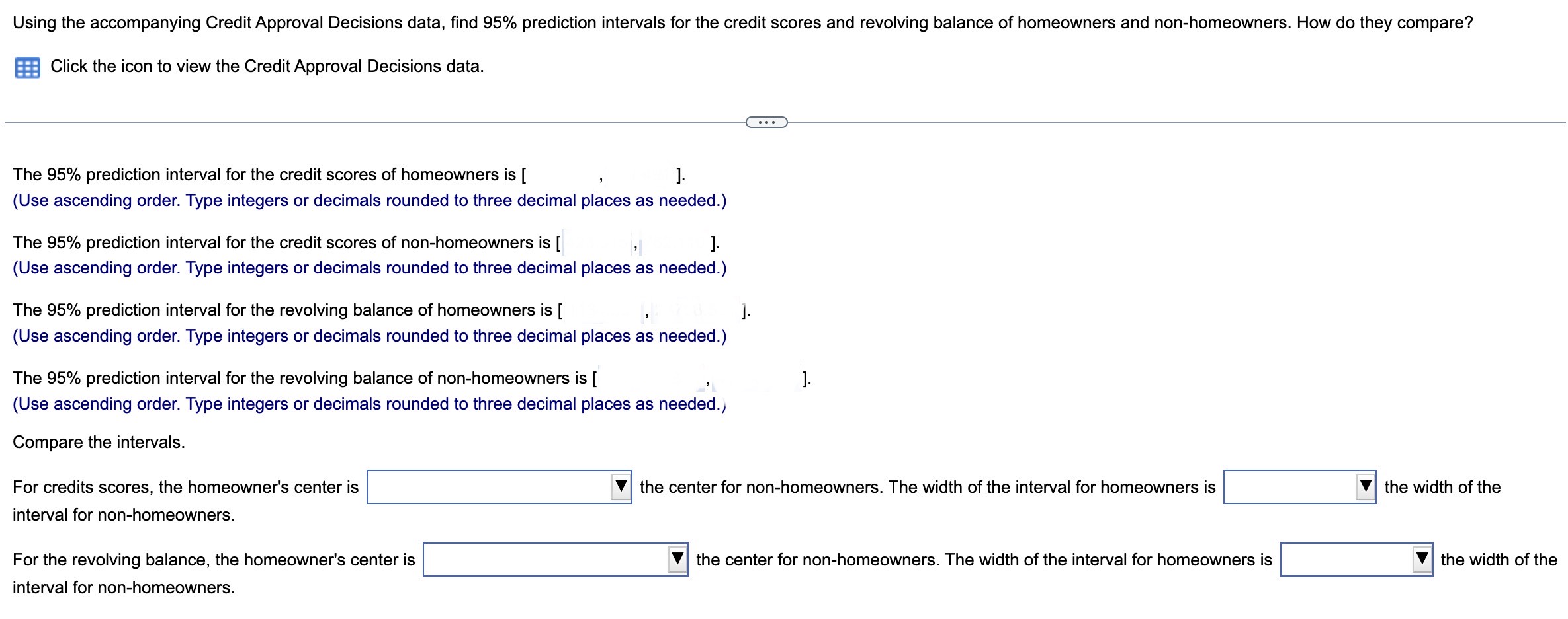 Solved Homeowner Revolving Balance ($) Credit ScoreY | Chegg.com