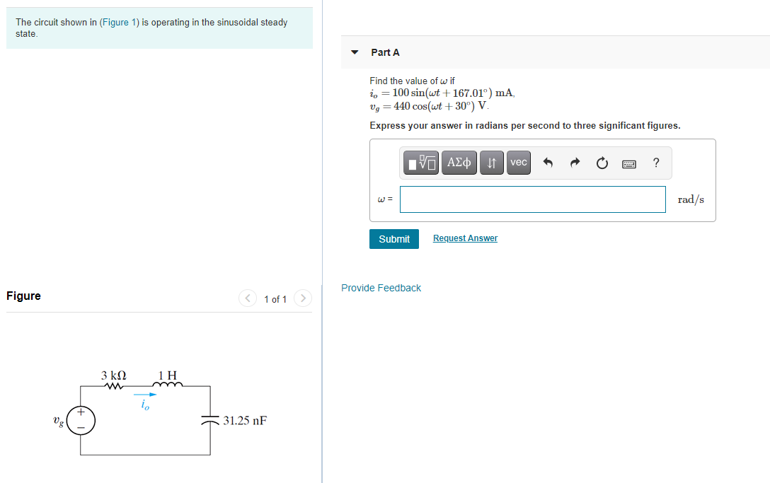 Solved The circuit shown in (Figure 1) is operating in the | Chegg.com