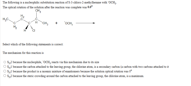 Solved The following is a nucleophilic substitution reaction | Chegg.com