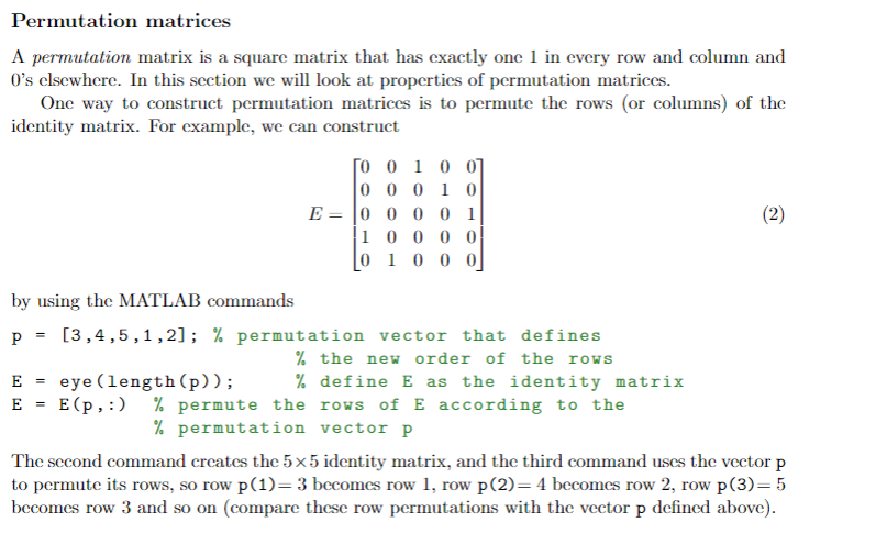 permute a matrix