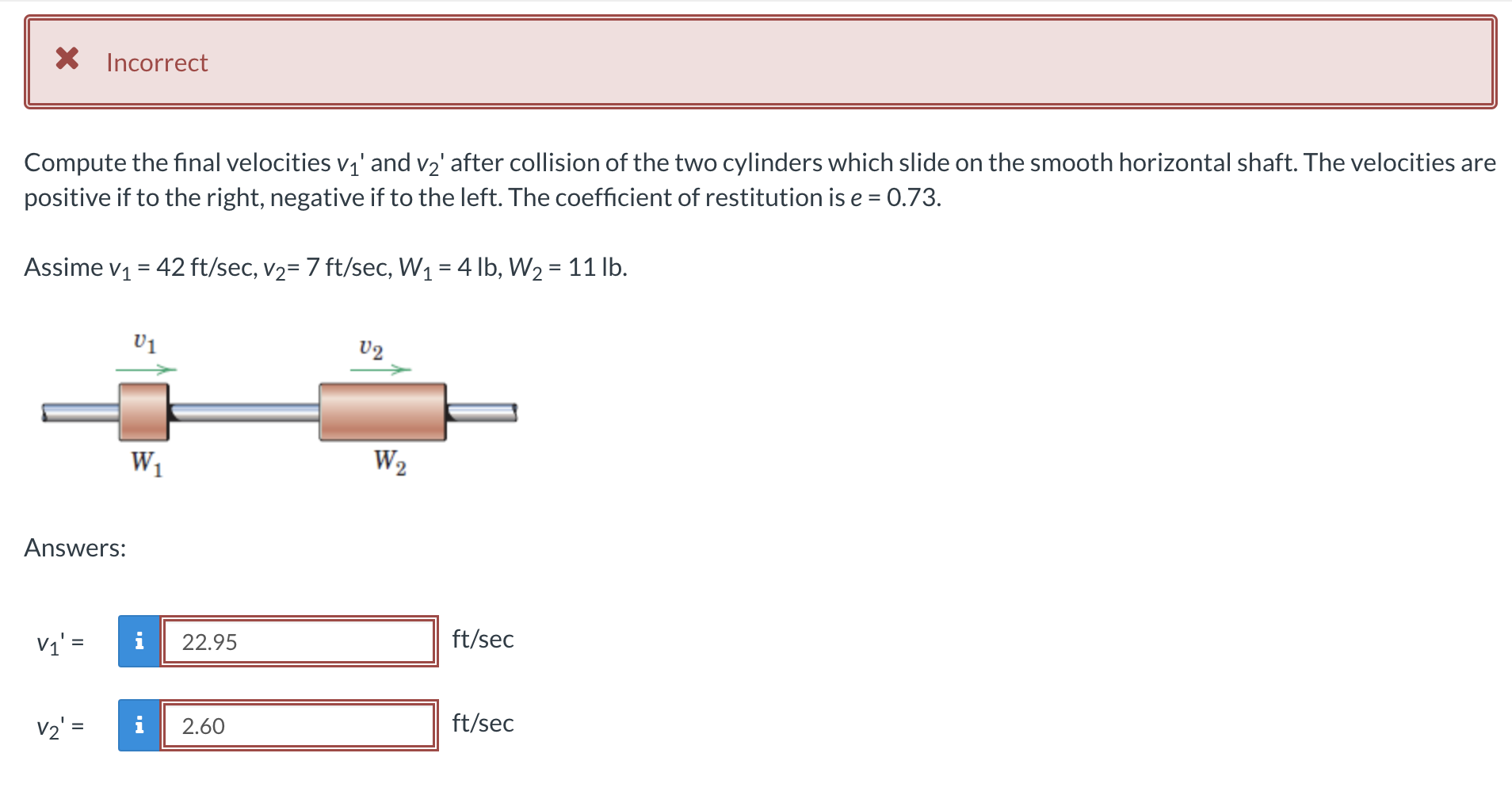 Solved Compute The Final Velocities V1 ' And V2 ' After | Chegg.com